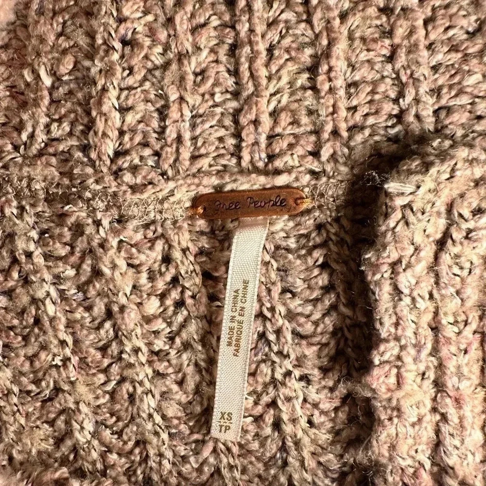 Free People Asymmetrical zip up knit sweater taupe size XS - Picture 7 of 9